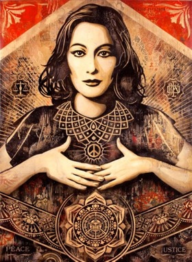 Shepard Fairey, Peace and Justice Woman , 2013