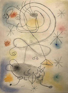 Joan Miró, Femme, oiseau, étoiles , 1942