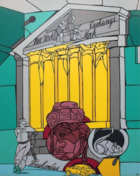 Valerio Adami, New York stock Exchange (Pocahontas), 1988