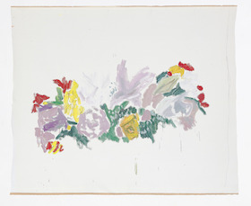 Damien Cabanes, Bouquet mélangé en rectangle, petites taches blanches, fond blanc, 2021