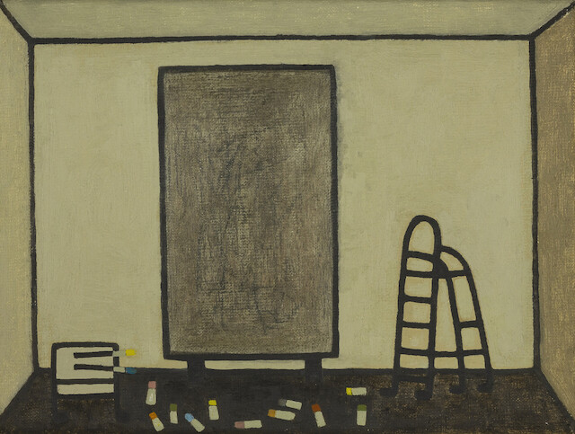 William Wright, Studio Interior with Step Ladder, Trolley and Paints, 2022