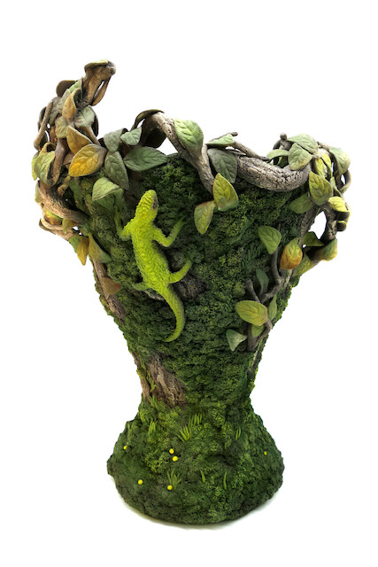 Muriel Persil, Vase à la salamandre verte, MP-2201, 2022