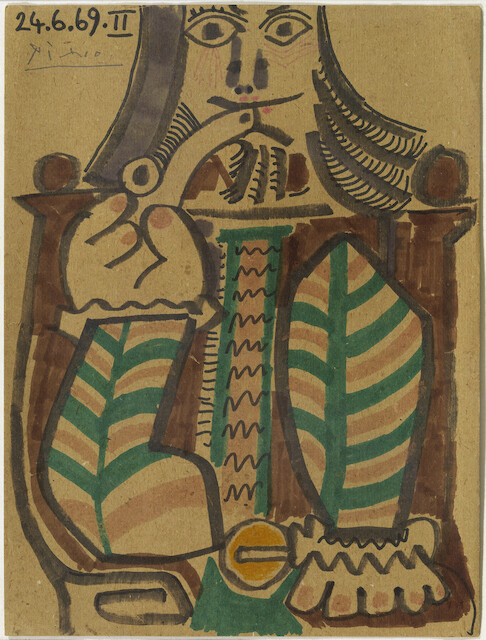 Pablo Picasso, Homme à la pipe assis, 1969
