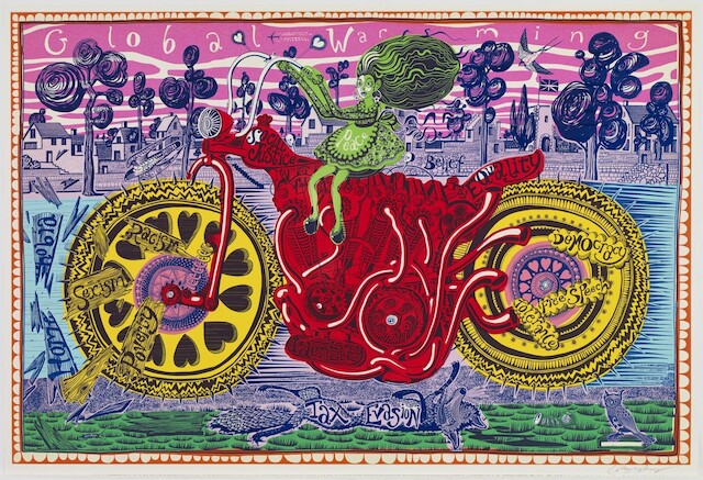 Grayson Perry, Selfie with political causes, 2018